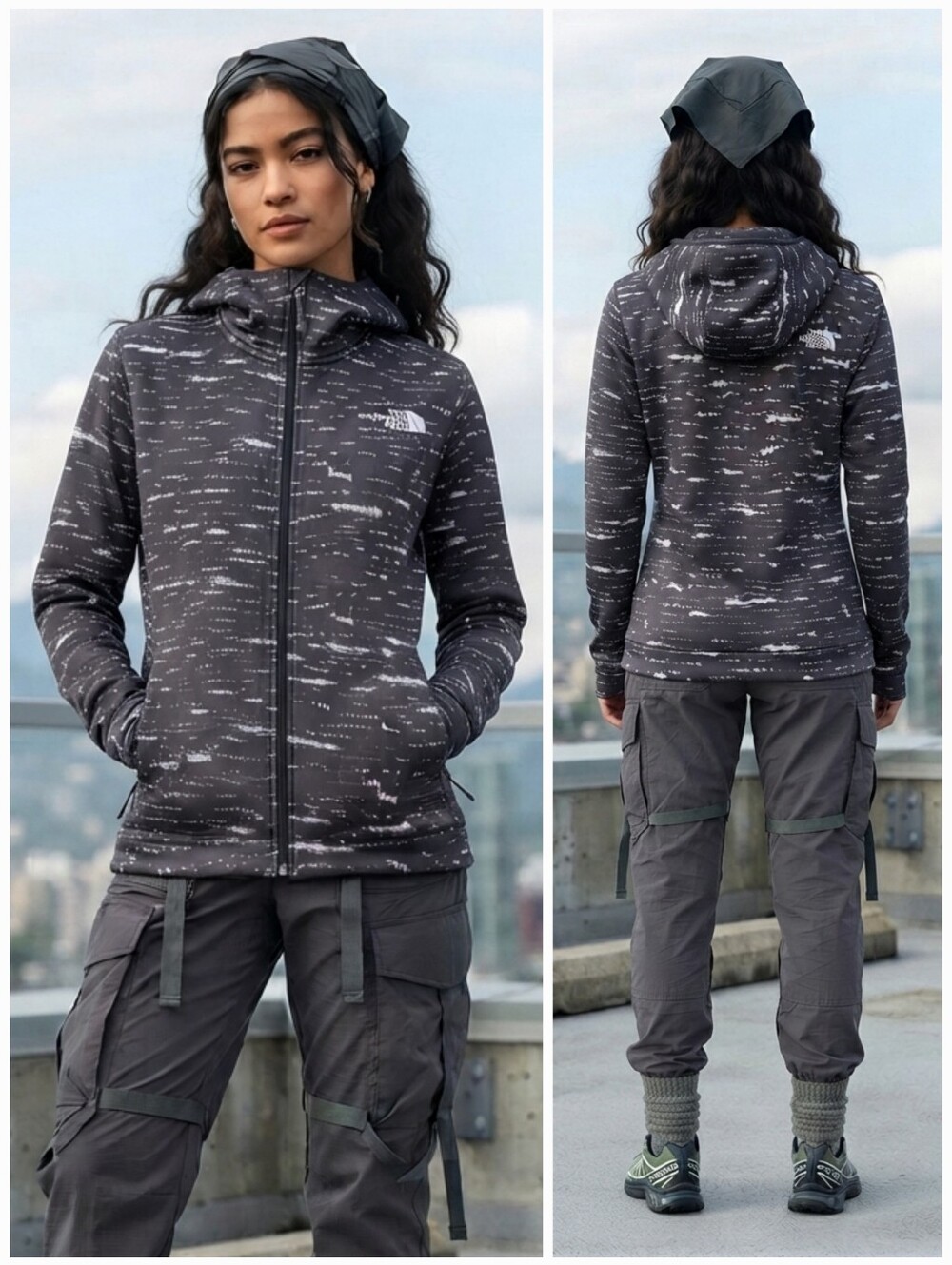 The North Face S Splatter Print Full Zip Knit Jacket Gorpcore Outdoor Activewear